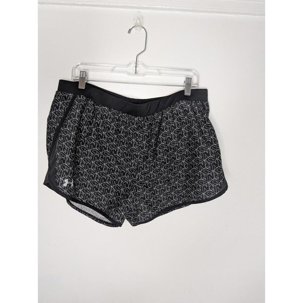 Under Armour Shorts Womens XL Black HeatGear Printed Running Lined Athletic